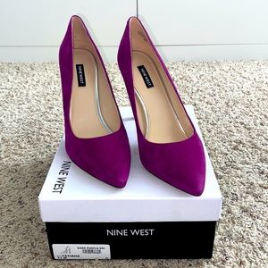 Nine West suede pumps.